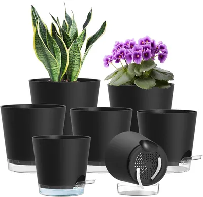 Imagen del producto de Macetas de autorriego, juego de 7 unidades, de 10 a 20 cm, para plantas de interior