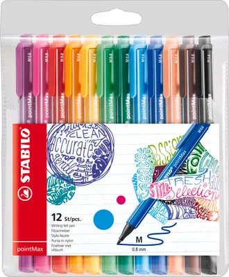 Obrázek produktu pro Plstící pera - STABILO pointMax - balení 12 kusů - 12 různých barev