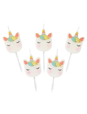 Produktbild von 5 Blushing Unicorn Tortenkerzen 7cm