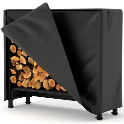 Immagine prodotto di Porta legna - Portacombustibile con copertura - 1,22 m - Tessuto Oxford impermeabile - Cerniera - Metallo robusto - Per terrazza/veranda