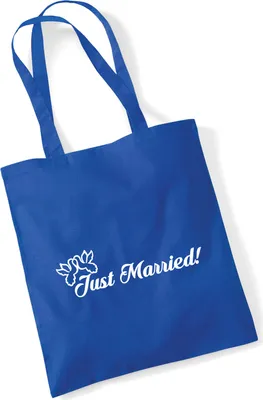 Produktbild von Huuraa Jutebeutel Just Married Tauben 10 Liter Bright Royal Baumwolle Tasche Geschenkidee