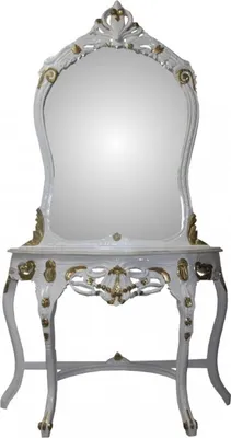 Produktbild von Casa Padrino Barock Spiegelkonsole mit Marmorplatte in Weiß/Gold - 120 x 40 x 217 cm -  Wandkonsole
