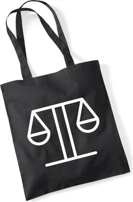 Produktbild von Huuraa Jutebeutel Waage Sternzeichen Symbol 10 Liter Black Baumwolle Tasche Geschenkidee
