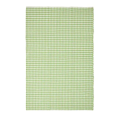 Produktbild von HOMESCAPES Webteppich grün-weiß kariert - Baumwollteppich Vichy-Karo, 70x120cm