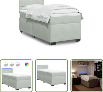Produktbild von The Living Store Boxspringbett mit Matratze Hellgrau 100x200 cm Samt