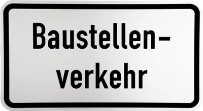 Produktbild von ORIGINAL Verkehrsschild Nr. 1007-38 Baustellenverkehr 330 x 600 mm nach StVO und RAL-Gütebedingungen Verkehrszeichen Schild Straßenschild Zusatzschild Straßenzeichen Straße Baustellenfahrzeuge
