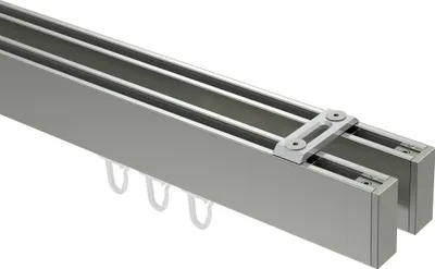 Produktbild von Interdeco Innenlaufstange / Gardinenstange mit Innenlauf Edelstahl-Optik, Typ Smartline Paxo (Kappe) Deckenmontage, 14x35 mm 2-läufig, 320 cm