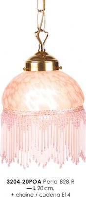 Hängeleuchte im Landhausstil mit Glasfransen 3204 - 20POA - 828R Rosa Leuchte Lampe