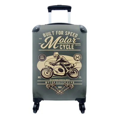 Produktbild von MuchoWow® Koffer Handgepäck Trolley Rollkoffer Kleine Reisekoffer mit 4 Rollen - Mancave - Motorrad - Rennen - Vintage - Cabin Size < 55x40x23 cm & 55x40x20 cm - Fotokoffer - Kabinenkoffer - Boardgepäck - Reise-Box - Reisekoffer - Reisegepäck - Koffer mit Bild - Trolley für Kinder