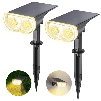Obrázok produktu pre LED solárne svietidlo Linkind StarRay, senzor súmraku a svitania, solárne vonkajšie svietidlo, vodotesné (IP65), 800 lm, 3000 K (teplá biela), solárne osvetlenie chodníkov, reflektor pre garáž alebo vchod, 2 kusy