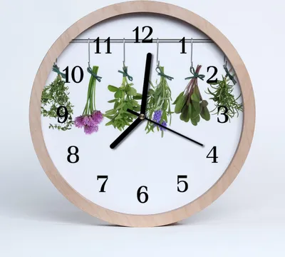 Produktbild von Holzuhr 20fi cm wanduhr - Kräuter Blumen