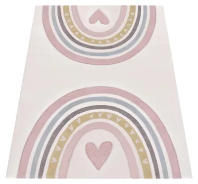 Produktbild von Paco Home Kinderteppich Teppich Kinderzimmer Junge Mädchen Regenbogen Herz 3D Effekt 80x150 cm