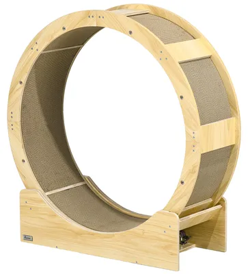 Obrázek produktu pro PawHut Běhací kolo pro kočky, 91 cm, s brzdou, škrabadlem, dubové