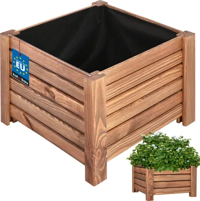 Zdjęcie produktu dla KOTARBAU® Donica Skrzynka Drewniana na Nóżkach 38 x 38 x 30 cm Doniczka Skrzynia z Agrowłókniną Brązowa