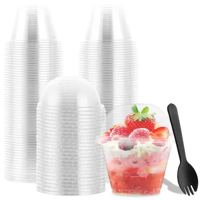 100er-Pack Dessertbecher 180 ml mit Deckel, transparent