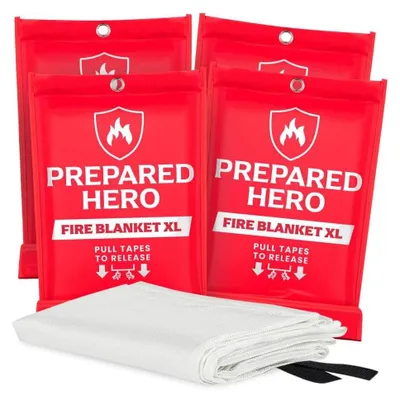 Feuerlöschdecke 4er-Pack XL 119,38x180,34 cm Glasfaser