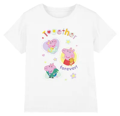Immagine prodotto di Maglietta per bambini "Peppa Pig" - "Insieme per sempre" - TV36896 (taglia 104) (bianca)