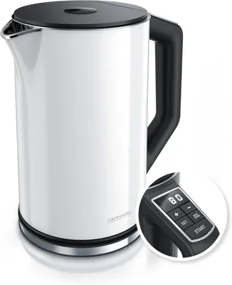 Produktbild von Edelstahl-Wasserkocher mit Temperatureinstellung 40–100°C, 1,5 L, 2200 W, Doppelwand, Warmhaltefunktion, BPA-frei, GS-, leise, präzise