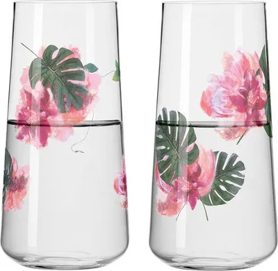 Produktbild von Rosenblüten Muster Gläser Set 2-teilig Rosa