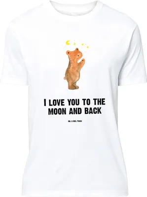 Produktbild von Mr. & Mrs. Panda Größe M T-Shirt Verliebter Bär - Weiß - Geschenk, Teddy, Tshirt, Partner, Verliebte, To The Moon And Back, mit Spruch, Shirt, Herren