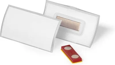 Produktbild von Famanu Namensschild 40x75 mm mit Magnetverschluss - Transparent - Packung von 10
