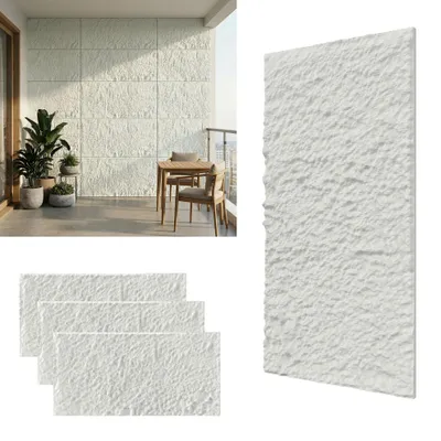 Produktbild von XINZI Steinoptik Wandpaneele 3D, Panel wand, PolyurethanWandverkleidung für Wohnräume, Cafés, 2 Stück (Wandsticker Dicke 3cm), Modell A CremeweiB
