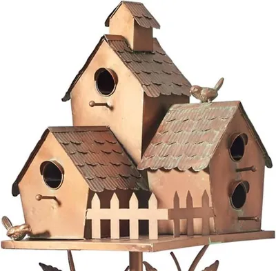 Produktbild von Metallene Vogelhäuser mit Pfahl - Gartendekoration - Geeignet für Kolibris
