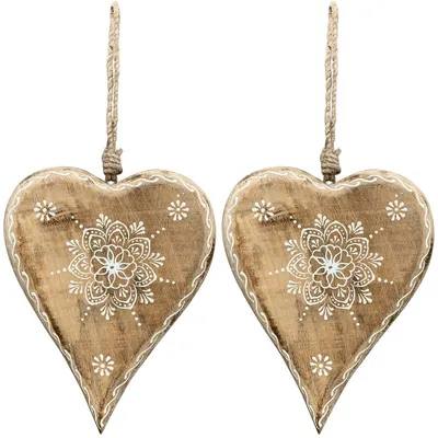 Immagine prodotto di Set di appendini decorativi in legno con fiori a cuore 20 cm