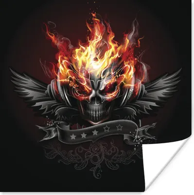 Produktbild von MuchoWow® Poster Eine Illustration eines flammenden Schädels 100x100 cm - Babyzimmer
