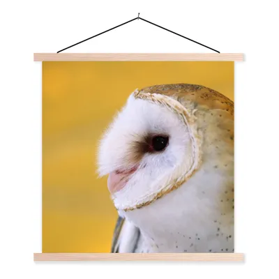 Produktbild von MuchoWow® Textilposter Eule - Gelb - Tier 40x40 cm mit holzfarbenen Rahmen - Posterleiste