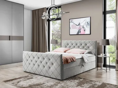Obrázok produktu pre Americká manželská posteľ 160x200 NATAL - svetlá šedá + topper ZDARMA