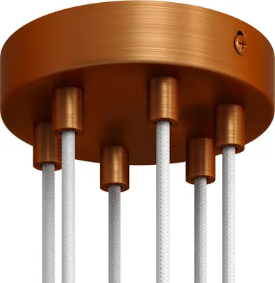 Image de Kit Creative-Cables : rosace cylindrique en métal à 6 trous - Cylindrique, cuivre satiné