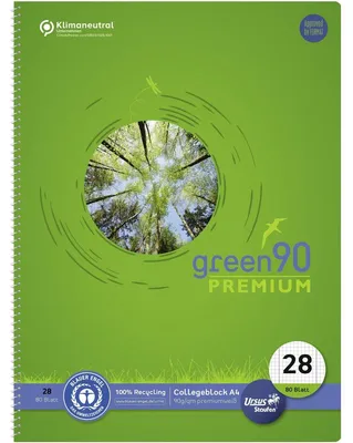 Productafbeelding van Staufen® green 040835028 Collegeblock LIN28 - A4, 80 Blatt, 90 g/qm, kariert mit Rand