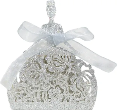 Produktbild von Packung Mit 50 Laser Cut Bridal Wedding Party Favor Box Candy Bag Schokolade Geschenk-Boxen Bridal Birthday Shower Bomboniere Mit Bändern