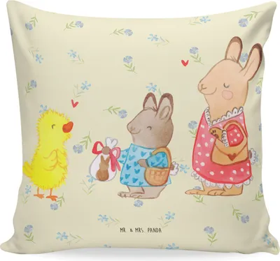 Produktbild von Mr. & Mrs. Panda Kuschelkissen Ostern Geschenke - Blumig - Geschenk, Sofakissen, Ostergrüße, Ostergeschenke, kissen bedruckt, Frühling, Kleines, Lounge, Küken, 40x40