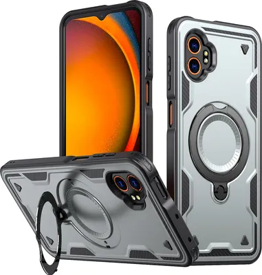 Produktbild von Dual Layer Hülle für Samsung Galaxy XCover7 Pro mit Ring Ständer Magnetisch Stoßfest Handyhülle Grau
