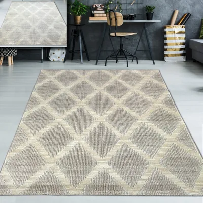 Produktbild von Teppich schlichtes Rautenmuster in creme Größe - 200 x 290 cm