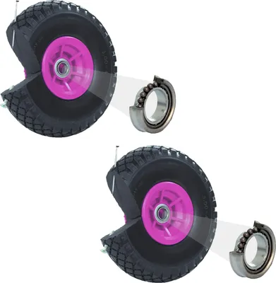 Produktbild von 2x Sackkarrenrad PolyurethanRad 260x85 mm 3.00-4 60 mm versetze Nabe Ø 20 mm pink Vollgummi Bollerwagen