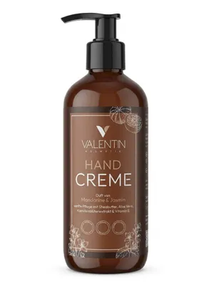 Produktbild von VALENTIN Kosmetik Handcreme Mandarine & Jasmin mit Sheabutter, Aloe Vera, Kamillenblütenextrakt & Vitamin E 300ml