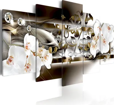 Produktbild von Leinwandbilder 200x100 cm b-A-0153-b-o Vlies Leinwandbild 5 tlg Kunstdruck modern Wandbilder XXL Wanddekoration Design Wand Bild ABSTRAKT BLUMEN ORCHIDEE