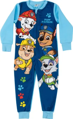 Produktbild von Paw Patrol Jumpsuit für Jungen - Overall Kinder Pyjama Schlafanzug langarm Blau, Größe:98-104