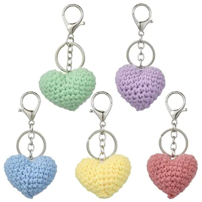 Image de Lot de 5 porte-clés en forme de cœur de couleurs différentes, idéal pour les accessoires