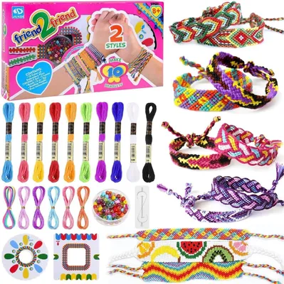 Image de modacraft Kit de fabrication de bracelets d'amitié avec perles et instructions - Kit de fabrication de bracelets DIY pour enfants à partir de 8 ans