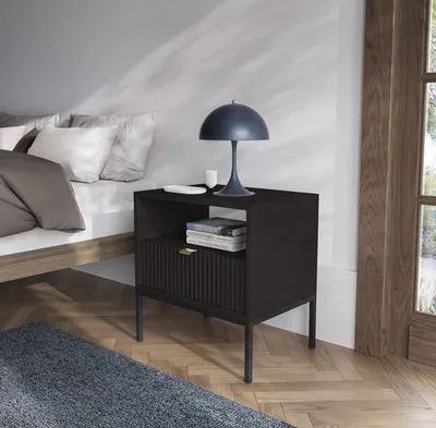Produktbild von Nachtkonsole Nova Nachtschrank 54cm schwarz MDF