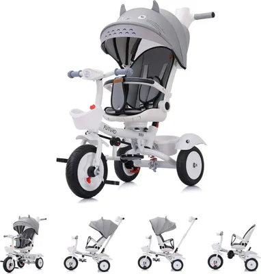 Produktbild von Chipolino Tricycle Futuro 2 in 1 faltbar, Becherhalter, Musik, Licht, PolyurethanRäder grau