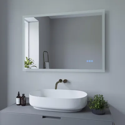 Produktbild von AQUABATOS LED Badezimmerspiegel 100x70cm Anti‑Beschlag IP44 Wasserschutz Dimmbar Wandmontage Modern Badspiegel Wandspiegel lichtspiegel