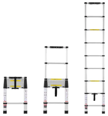 Teleskopleiter 8,5 FT, Aluminium, 170 kg, rutschfest, kompakt