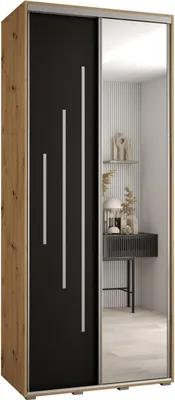 Produktbild von MEBLE KRYSPOL Cannes 13 Schrank mit 2 Schiebetüren - 205,2x110x60 cm - Artisan Schwarz Silber