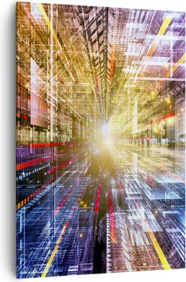 Produktbild von Bild auf Leinwand - Leinwandbild - Einteilig - Grafik Computer Raum Geometrie - 70x100cm - Wand Bild - Wandbilder - Leinwanddruck - Wanddekoration - Leinwand bilder - Wandbild - PA70x100-2350