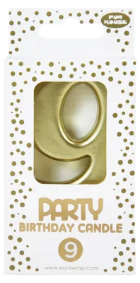 Produktbild von Clairefontaine 6x Goldene Geburstagskerze 9 - 6,3x10,5 cm - Gold 33700-9C